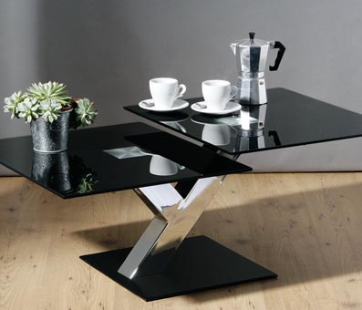 2 Tier Glass Coffee Table (Black Ice)