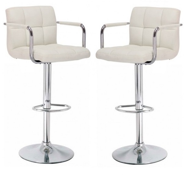 Ripple Bar Stools In Charcoal Grey Faux Leather in A Pair 25