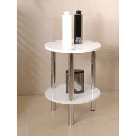 2 Tier Round High Gloss White Occasional Table, 90343 5038 F