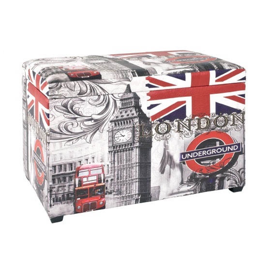 Storage Chest Seat Ottoman Cushioned Box Furniture Leather Lid London