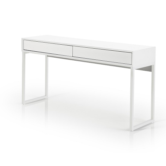 Millie Console Desk In White With White Metal Legs Computer Desks