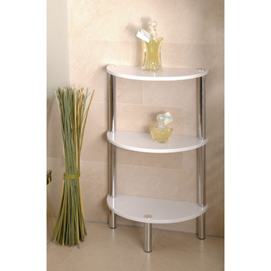 3 Tier Half Moon High Gloss White Display Stand/Unit, 90342
