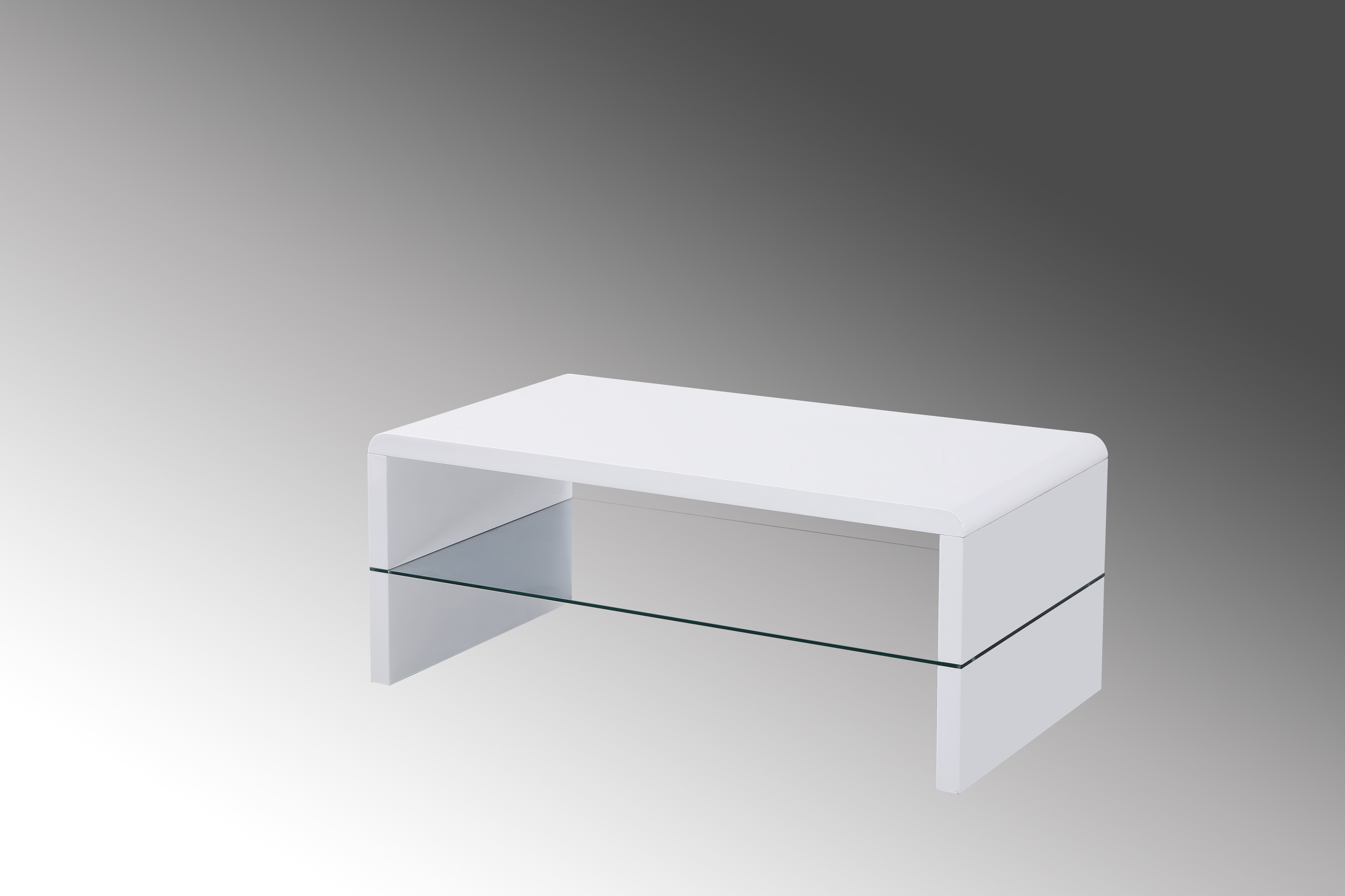 Carmen High Gloss White Coffee Table With Glass Shelf High Gloss