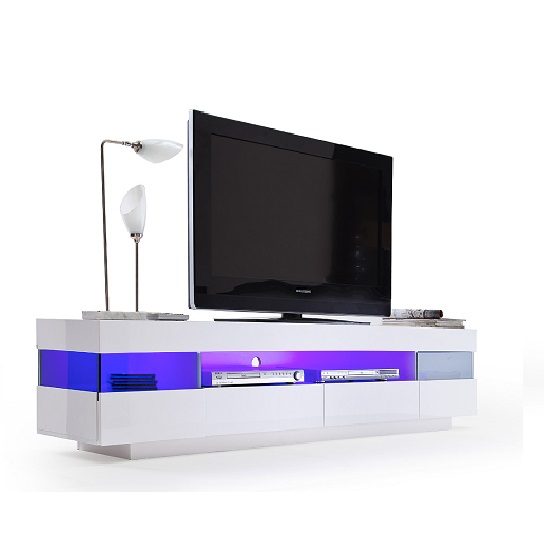 Liven LCD TV Stand In White Gloss With 4 Drawers And LED Lights High Gloss -> Meuble Tv À Led Avec Baffle Liven LCD TV Stand In White Gloss With 4 Drawers And LED Lights High Gloss -> Meuble Tv À Led Avec Baffle