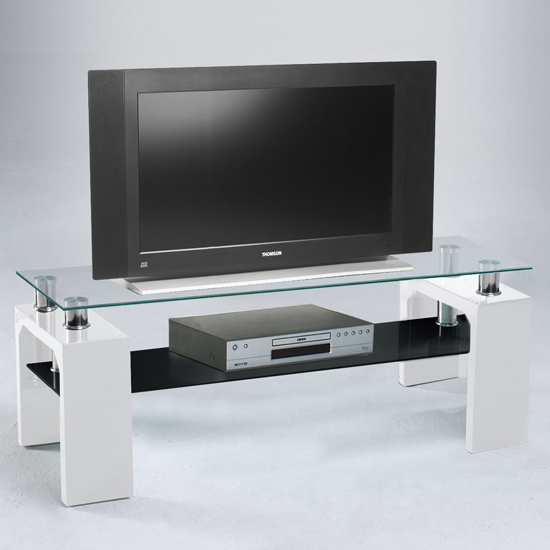 Lucky HiGloss White Glass Top TV Stand, 609311.05 eBay