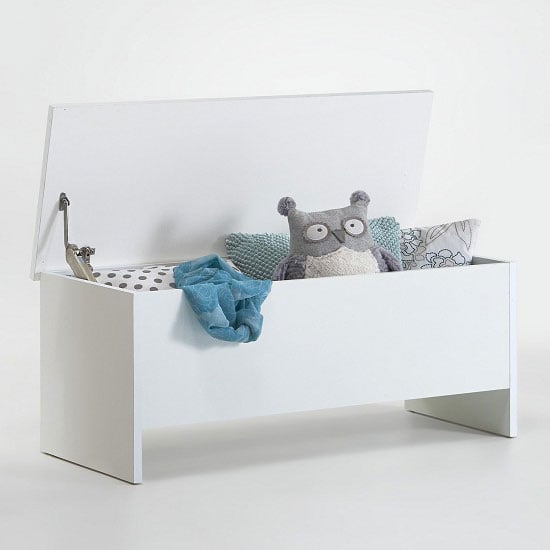 Paco White Finish Wooden Ottoman Storage Box 22601