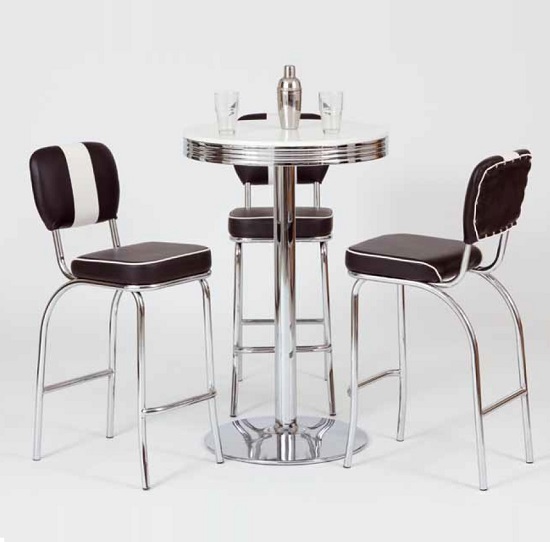 King Retro Bar Tall Table With A Rectangle White Chrome Top p215 Buy