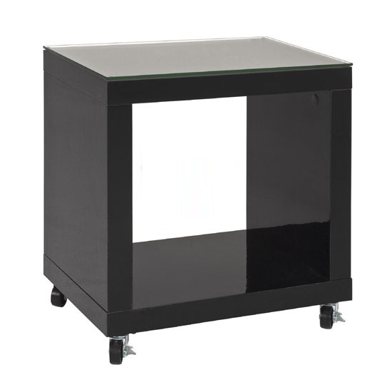 Cube Side Table In White Gloss With Wheels Buy Modern Side Table