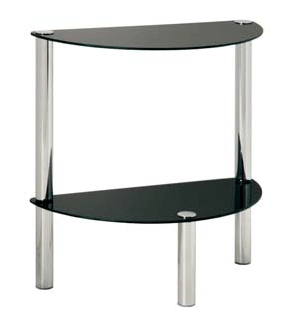 glass 2 tier half moon occasional table (90541)