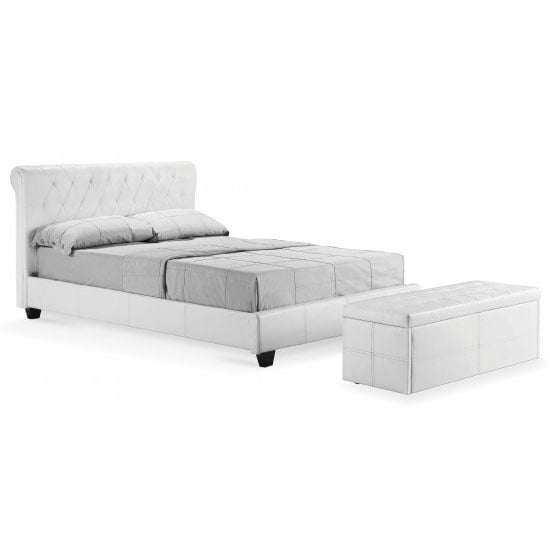 Amol White Faux Leather Double Bed Amol White Faux Leather Double Bed