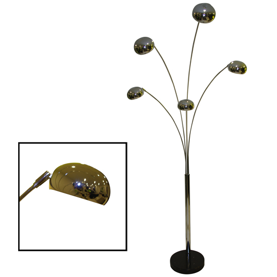 Aurora Contemporary 5 Arm Arch Floor Lamps in Chrome
