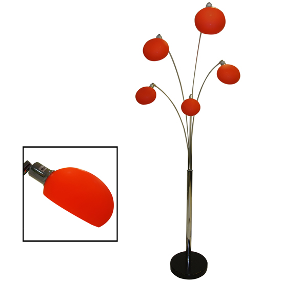 Aurora Contemporary 5 Arm Arch Floor Lamps in Orange