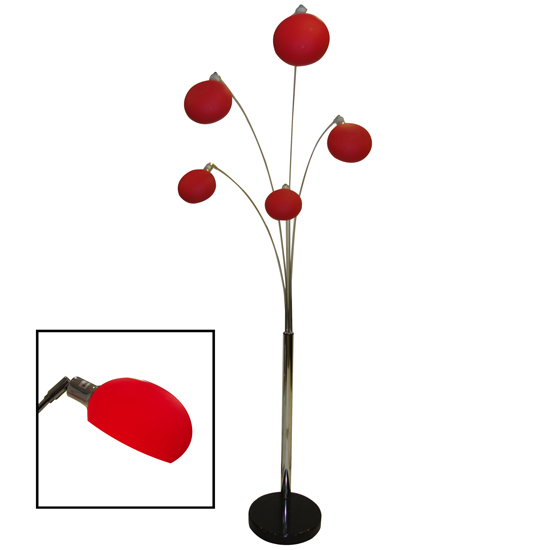 Aurora Contemporary 5 Arm Arch Floor Lamps in Red