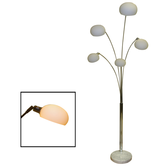 Aurora Contemporary 5 Arm Arch Floor Lamps in White