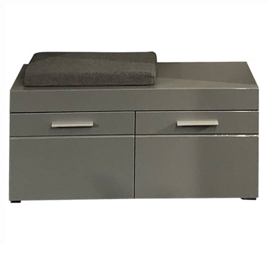 Product photograph of Amanda Shoe Storage Bench In Grey High Gloss from Furniture in Fashion