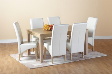 Belgravia Wooden Dining Set with Six(6) Chairs - Cream