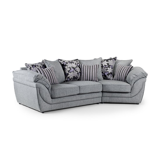 Stanwell Left Angled Corner Sofa In Grey Fabric With Black Feet
