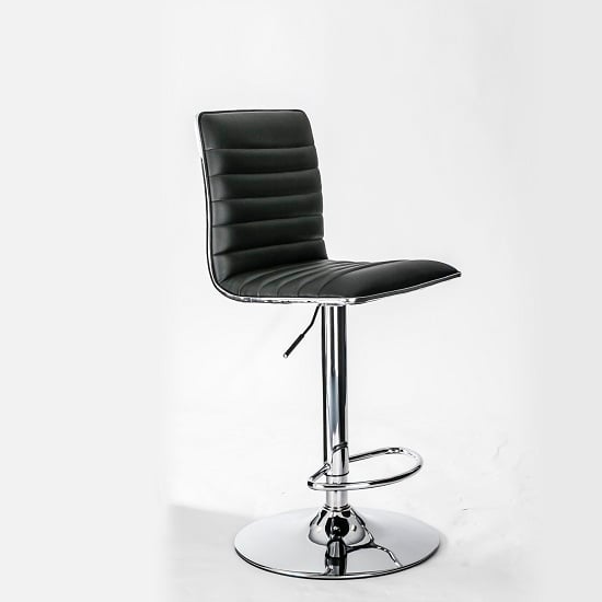 Coble Faux Leather Bar Stool With Chrome Base In Black