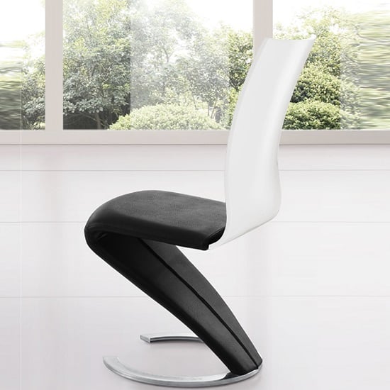Zoro Z Shaped Dining Chair In Black And White 21392
