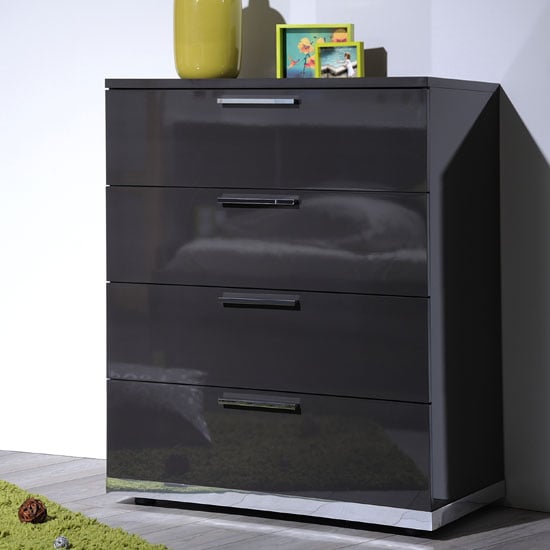 Sinatra Grey High Gloss Finish 4 Drawers Chest of Drawers 22