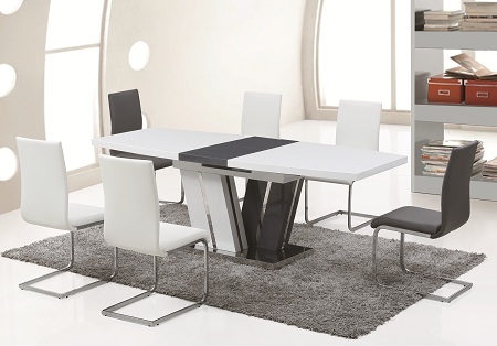 Craven Extendable Dining Table In White And Black High Gloss