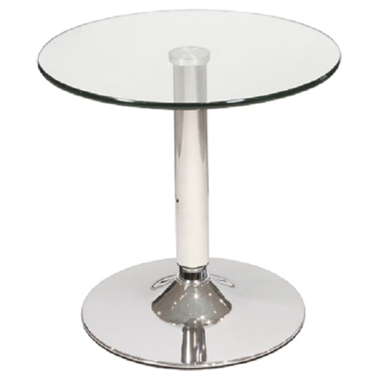 Belize Round Clear Glass Bistro Side Table With Chrome Base