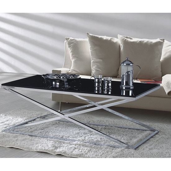 Henley Black Glass Coffee Table And Stainless Steel Frame 24