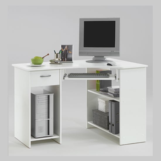 White Corner Computer Desk