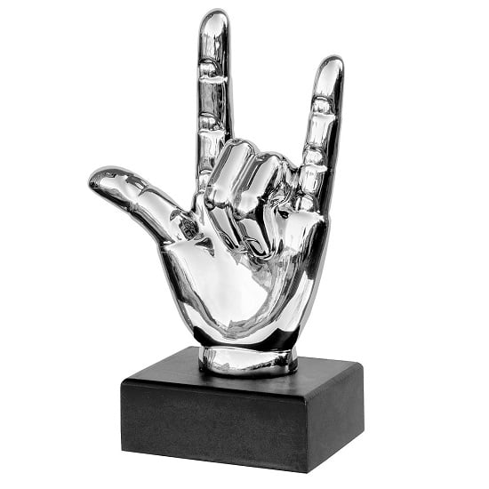 Product photograph of Wendy Cermanic I Love You Hand Sign Sculpture In Silver from Furniture in Fashion