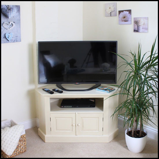 Marios Cream Distressed Mahogany Corner LCD TV Stand Buy Modern