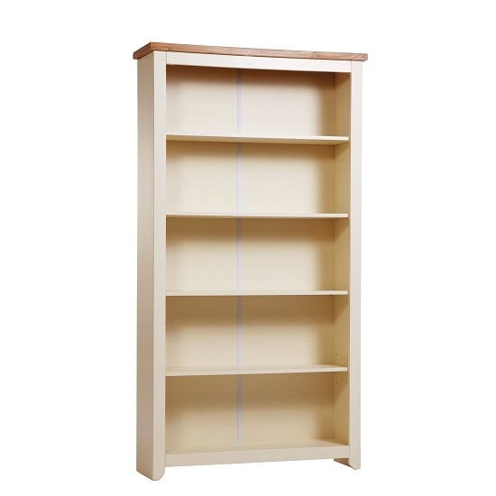 Jameson Tall Bookcase In Cream And Oak With 4 Shelf 26025
