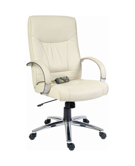 Luxury Cream Leather Faced Chair with Matching Simulated Frame 7
