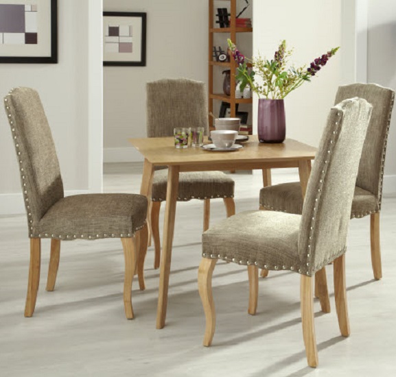 Madeline Upholstered Dining Chair In Bark Fabric With Oak Legs - Buy ...