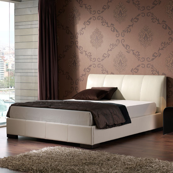 Modern Designer Italian Black and White Faux Leather Bed 550 x 550