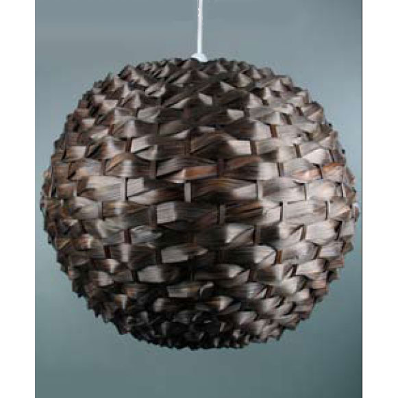 Ball Bamboo Weave Brown Pendant, LML002