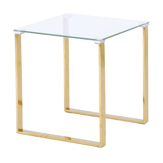 Product photograph of Megan Clear Glass Side Lamp Table With Gold Legs from Furniture in Fashion