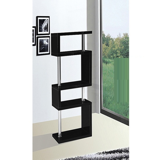 Miami Black Slim Shelving Unit In High Gloss - Buy Modern Display Stand ...