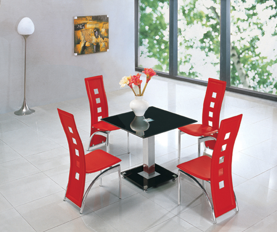Square Ice Black Glass Dining Table + G525 Chairs