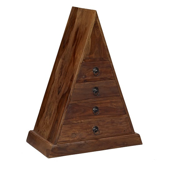 Bursa Chest of Drawers Triangular In Sheesham Wood With 4