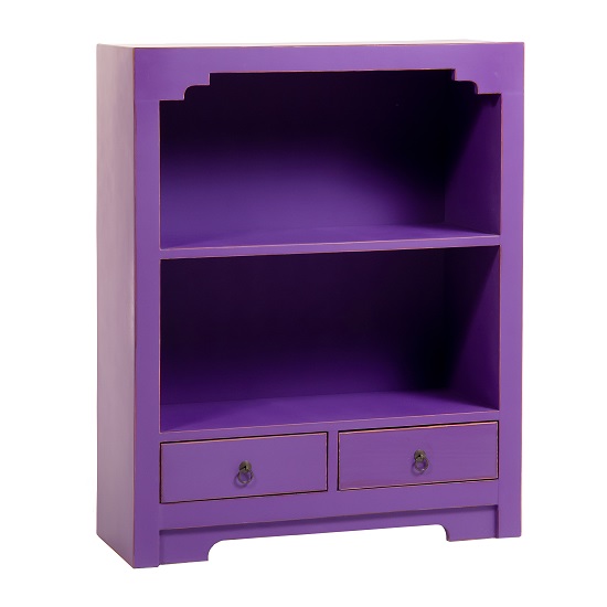 Anji Low Bookcase In Purple With 2 Drawers 26470 Furniture