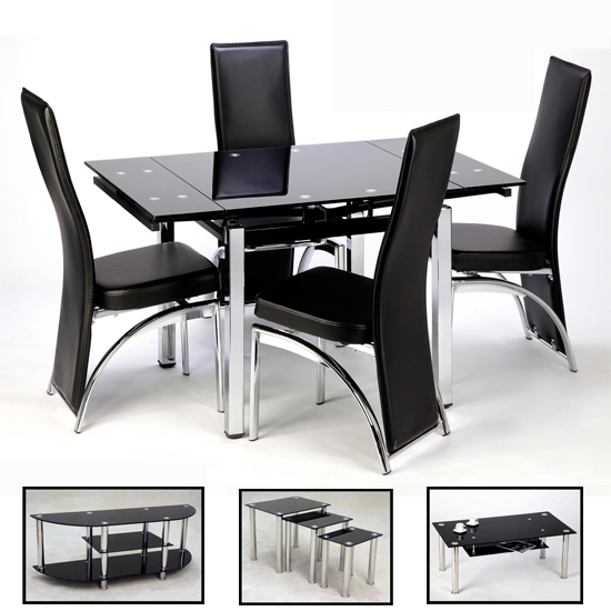 Lexus High Gloss Black Glass Sideboard 13181 Furniture IN Fashion UK