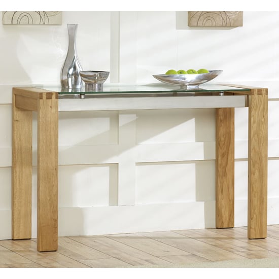 Arturo Solid Oak & Glass Console Table 13413 Furniture in