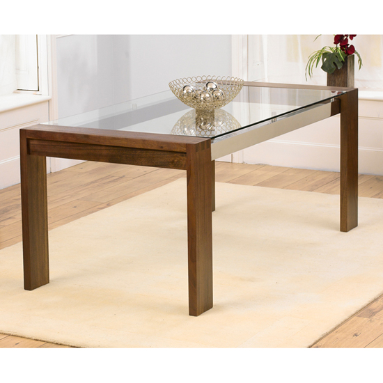 Arturo 180cm Walnut Glass Top Dining Table Only 13392