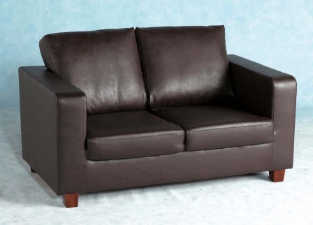 Tempo Two Seater Sofa-In-A-Box Made of Faux Leather (Brown)