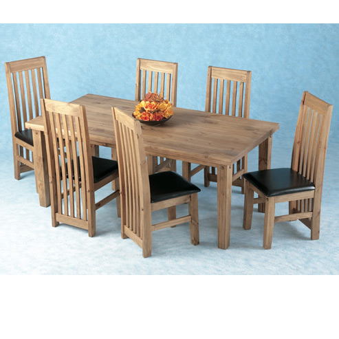 Tortilla Dining Set with 6 Expresso Brown Chairs