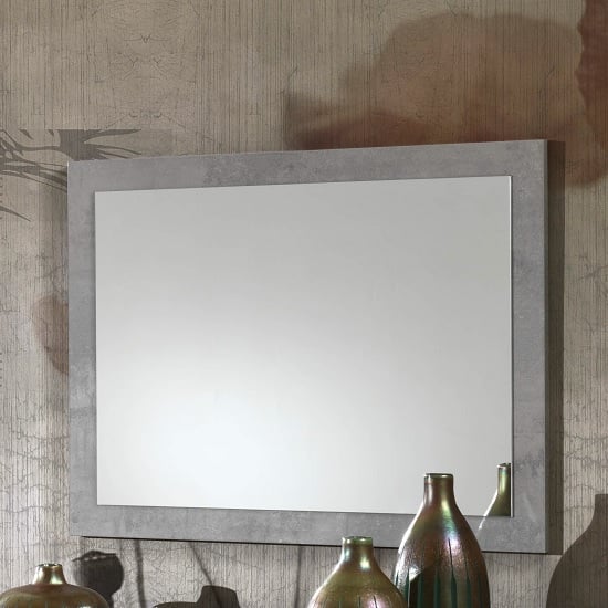 Product photograph of Abby Wall Mirror Rectangular In Grey Marble Effect Gloss from Furniture in Fashion
