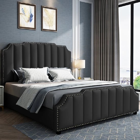 Product photograph of Abilene Plush Velvet King Size Bed In Black from Furniture in Fashion