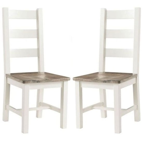 Product photograph of Alaya Ladderback Style Dining Chair In Stone White In A Pair from Furniture in Fashion