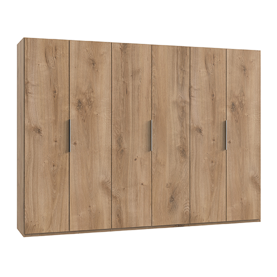 Product photograph of Alkes Wooden Wardrobe In Planked Oak With 6 Doors from Furniture in Fashion