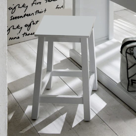 Product photograph of Allthorp Wooden Kitchen Stool In Classic White from Furniture in Fashion